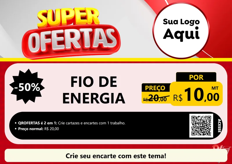 Modelo de Cartaz para Cartaz A4 Horizontal com o tema Super Ofertas para Materiais Elétricos
