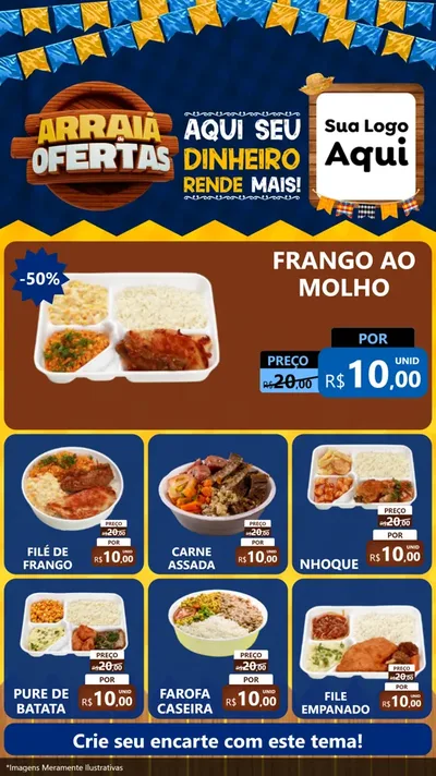 Modelo de Rede Social para Stories com o tema Arraiá de Ofertas - Junina para Restaurante