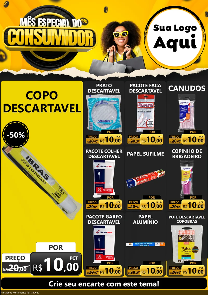 Modelo de Encarte para Encarte A4 Vertical com o tema Mês Especial do Consumidor para Embalagens