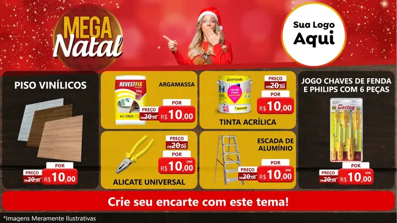 Modelo de TV para TV Horizontal com o tema Mega Natal para Material para Construção