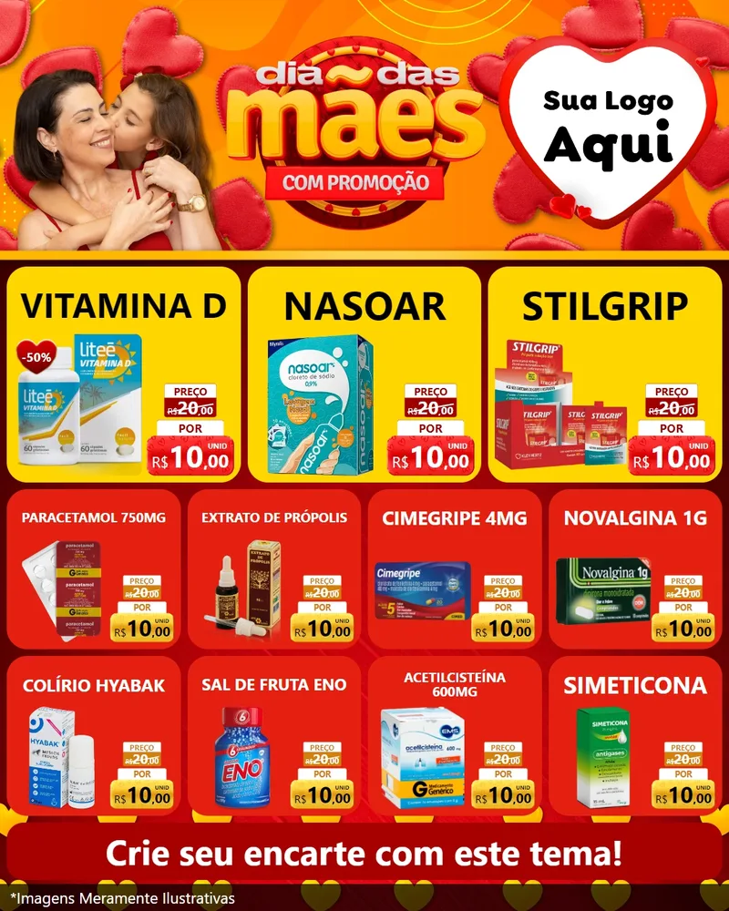 Modelo de Rede Social para Feed Instagram com o tema Dia das Mães com Promoção para Farmácia