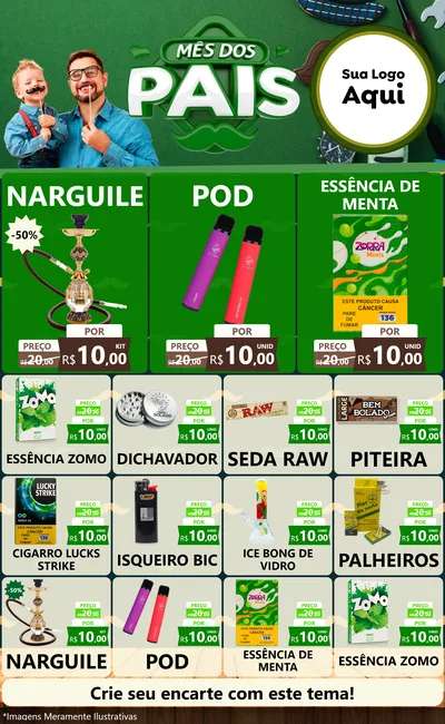 Modelo de Encarte para Encarte Grande com o tema Mês dos Pais para Tabacaria