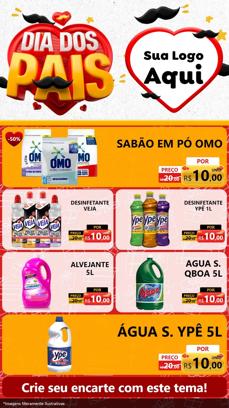 Modelo de TV para TV Vertical com o tema Dia dos Pais para Produtos de Limpeza