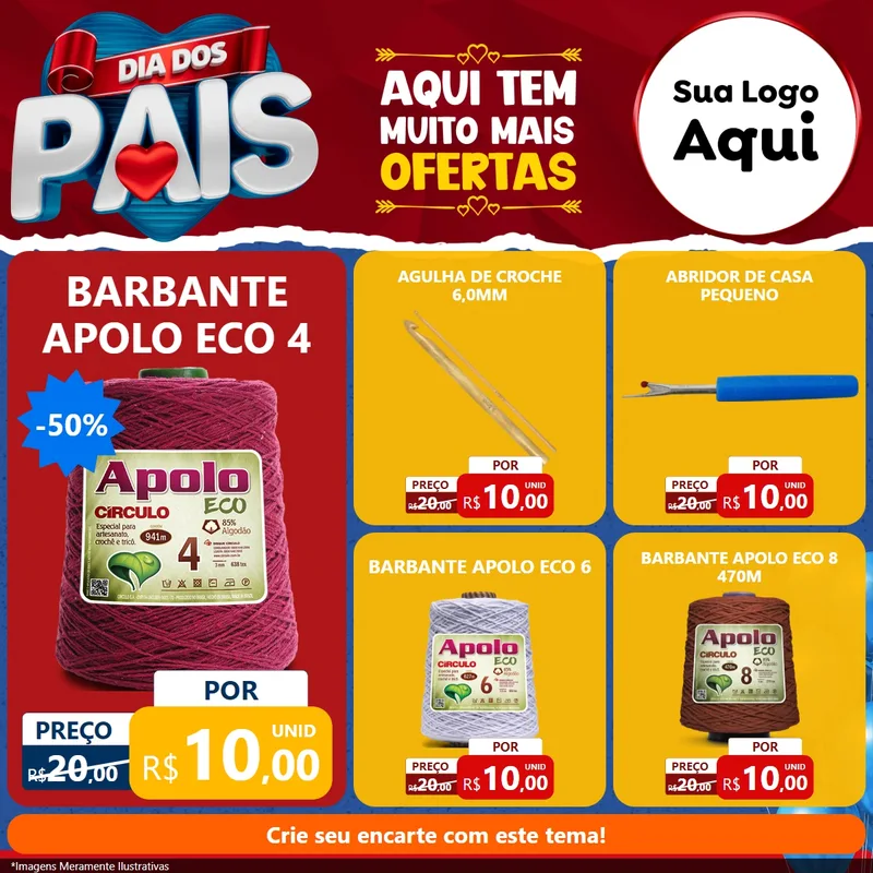 Modelo de Rede Social para Feed Facebook com o tema Dia dos Pais para Armarinho e Aviamentos