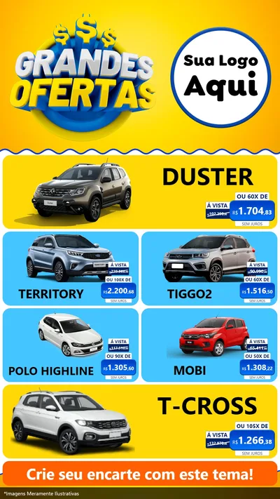 Modelo de TV para TV Vertical com o tema Grandes Ofertas para Concessionaria de Carros
