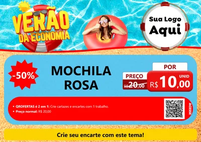 Modelo de Cartaz para Cartaz A4 Horizontal com o tema Verão da Economia para Papelaria