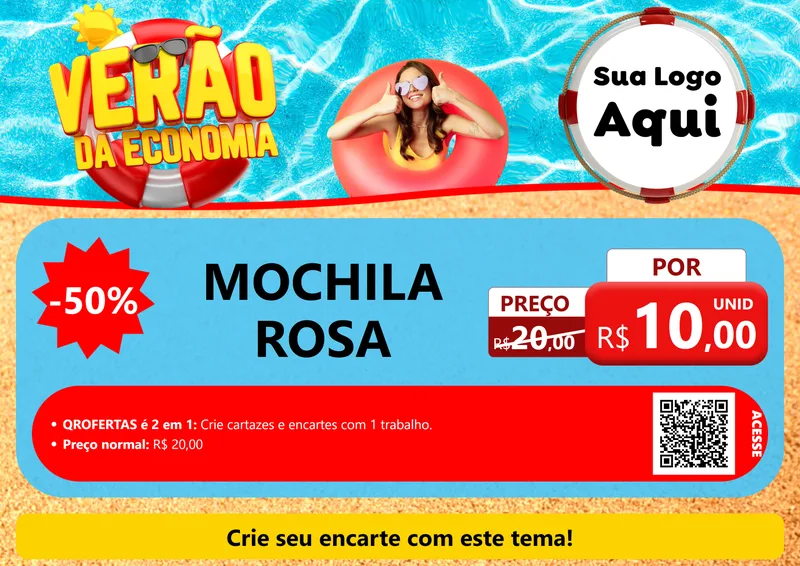Modelo de Cartaz para Cartaz A4 Horizontal com o tema Verão da Economia para Papelaria