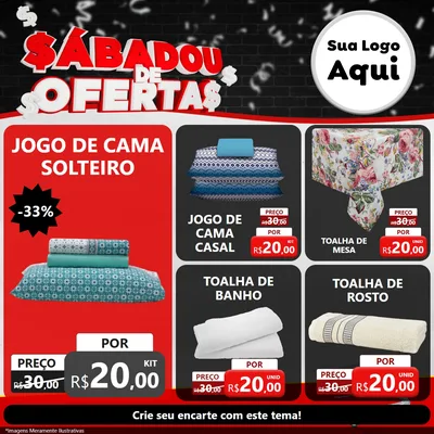 Modelo de Rede Social para Feed Facebook com o tema Sabadou de Ofertas para Cama, Mesa e Banho