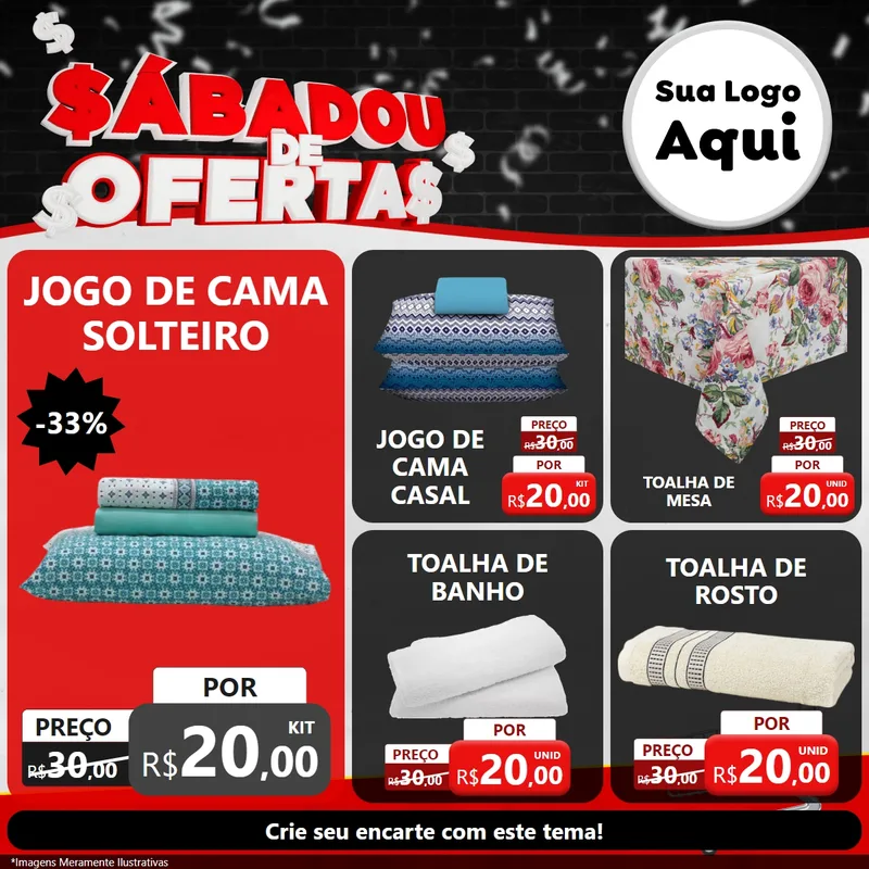 Modelo de Rede Social para Feed Facebook com o tema Sabadou de Ofertas para Cama, Mesa e Banho