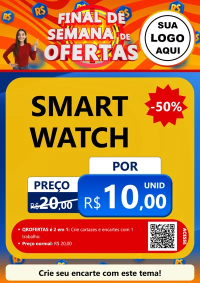 Modelo de Cartaz para Cartaz A4 Vertical com o tema Final de Semana de Ofertas para Informática
