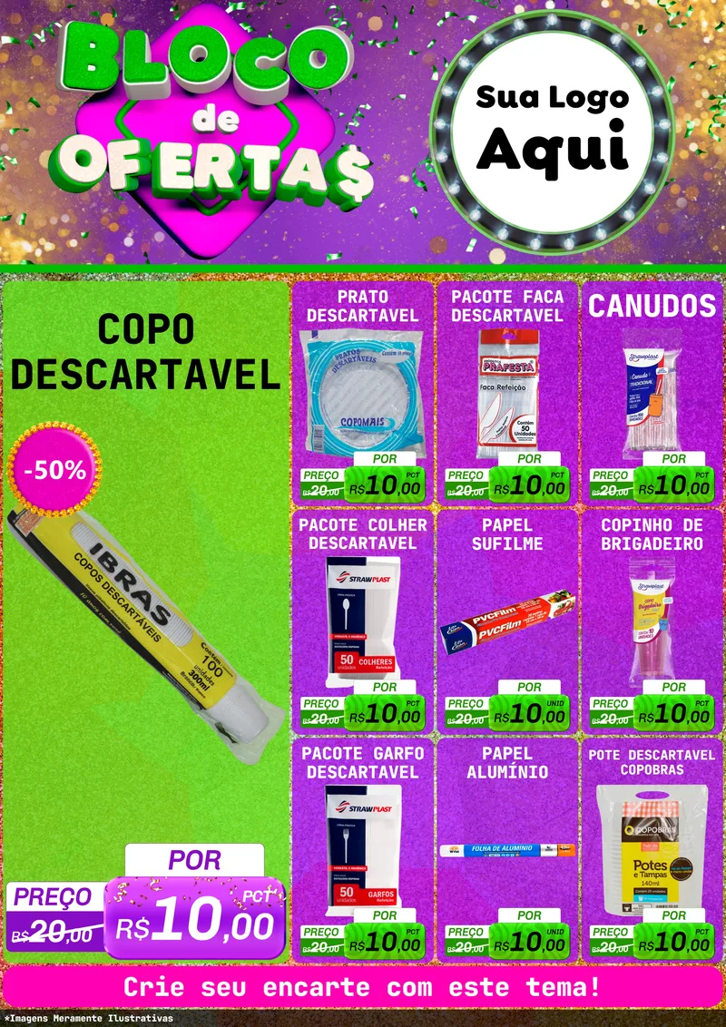 Modelo de Encarte para Encarte A4 Vertical com o tema Bloco de Ofertas para Embalagens