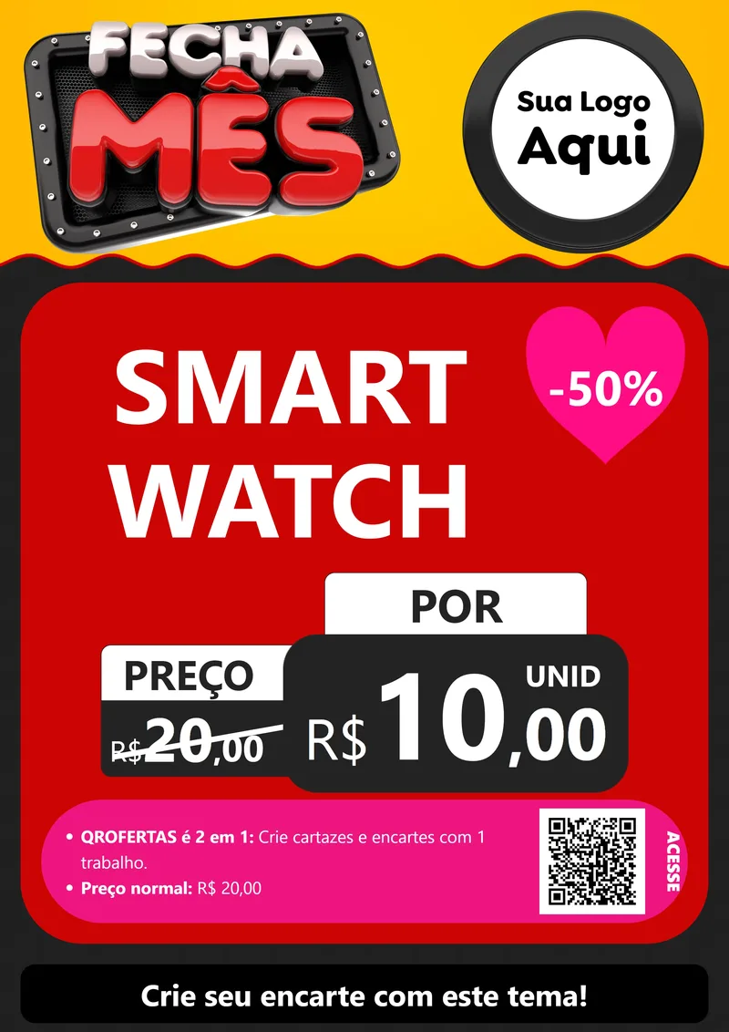 Modelo de Cartaz para Cartaz A4 Vertical com o tema Fecha Mês para Informática