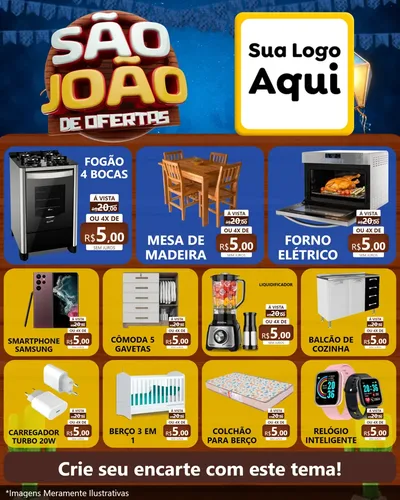 Modelo de Rede Social para Feed Instagram com o tema São João Ofertas Imbatíveis! - Junina para Móveis e Eletro