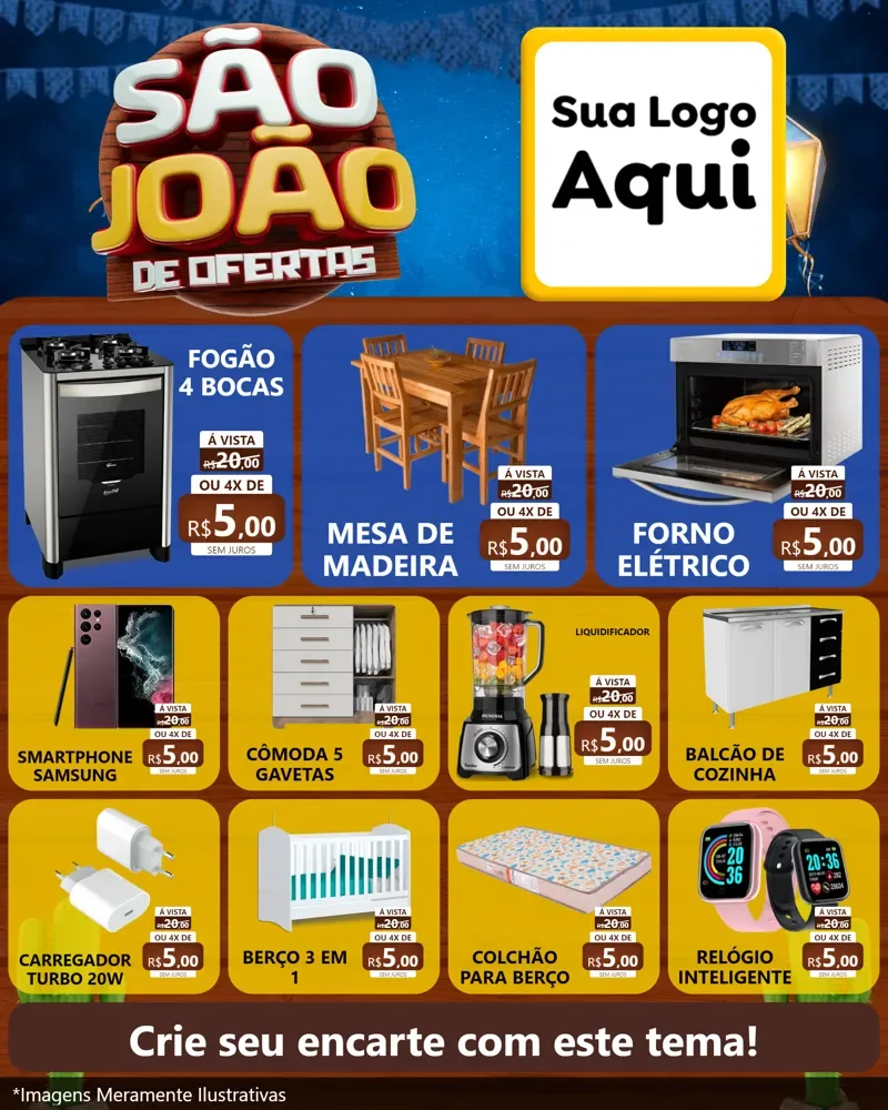 Modelo de Rede Social para Feed Instagram com o tema São João Ofertas Imbatíveis! - Junina para Móveis e Eletro