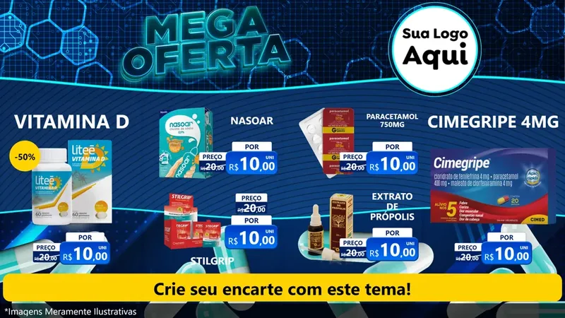 Modelo de TV para TV Horizontal com o tema Mega Oferta - Farmácia para Farmácia