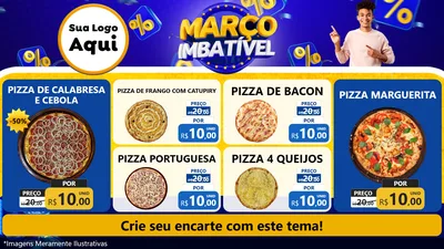 Modelo de TV para TV Horizontal com o tema Março Imbatível para Pizzaria