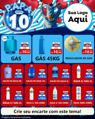 Modelo de Rede Social para Feed Instagram com o tema Papai Nota 10 para Água e gás