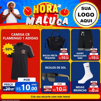 Modelo de Rede Social para Feed Facebook com o tema Hora Maluca para Roupas e acessórios