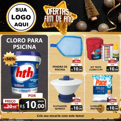 Modelo de Rede Social para Feed Facebook com o tema Ofertas de Fim de Ano para Produtos para Piscina