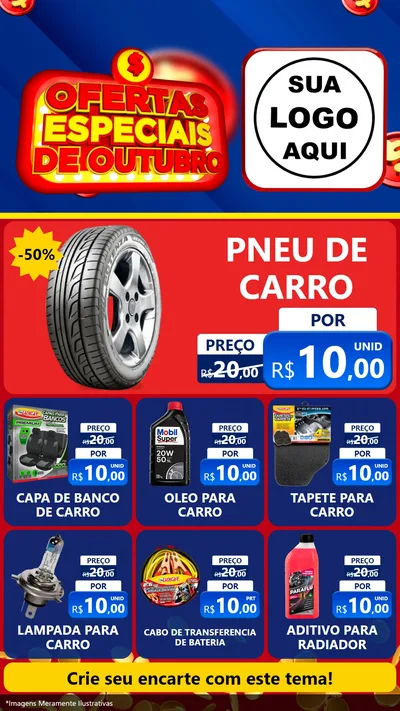 Modelo de Rede Social para Stories com o tema Ofertas Especiais de Outubro para Auto peças