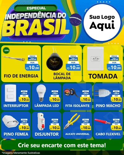 Modelo de Rede Social para Feed Instagram com o tema Especial Independência do Brasil para Materiais Elétricos
