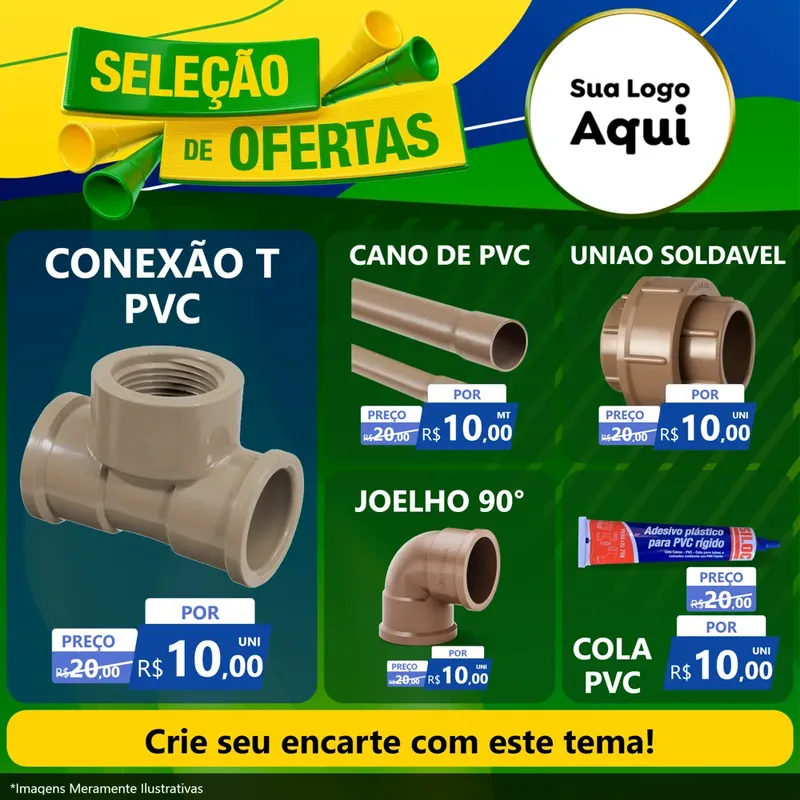 Modelo de Rede Social para Feed Facebook com o tema Seleção de Ofertas - Copa para Tubos e conexões