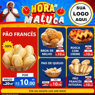 Modelo de Rede Social para Feed Facebook com o tema Hora Maluca para Padaria