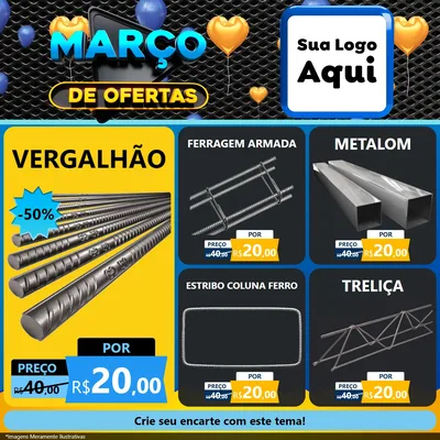 Modelo de Rede Social para Feed Facebook com o tema Março de Ofertas para Ferragens