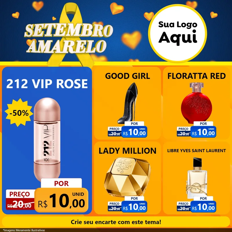 Modelo de Rede Social para Feed Facebook com o tema Setembro Amarelo para Perfumes