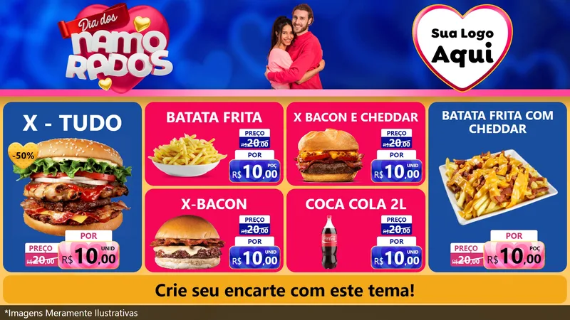Modelo de TV para TV Horizontal com o tema Dia dos namorados para Hamburgueria