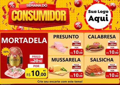 Modelo de Encarte para Encarte A4 Horizontal com o tema Semana do Consumidor para Frios e Laticínios