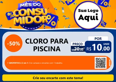 Modelo de Cartaz para Cartaz A4 Horizontal com o tema Mês do Consumidor para Produtos para Piscina