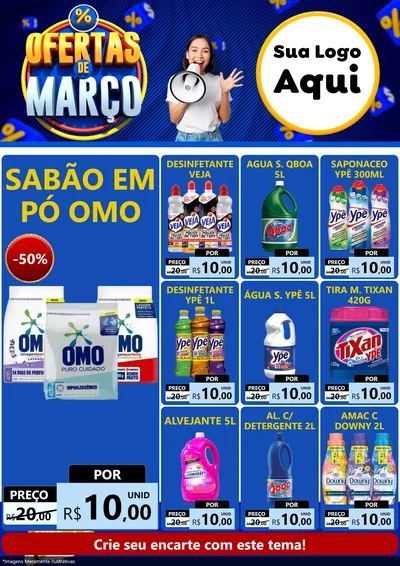 Modelo de Encarte para Encarte A4 Vertical com o tema Ofertas de Março para Produtos de Limpeza