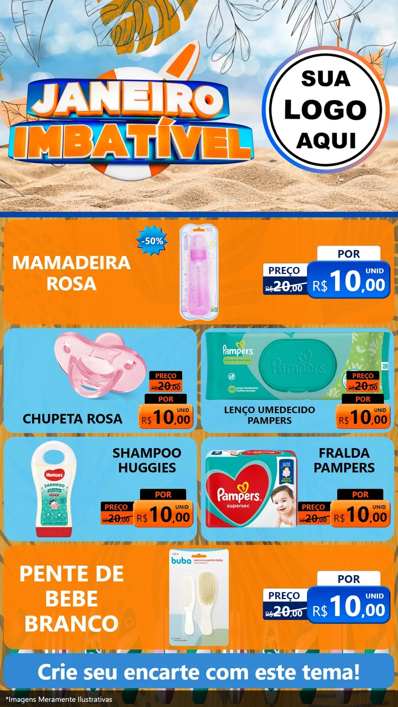 Modelo de TV para TV Vertical com o tema Janeiro Imbatível para Bebês