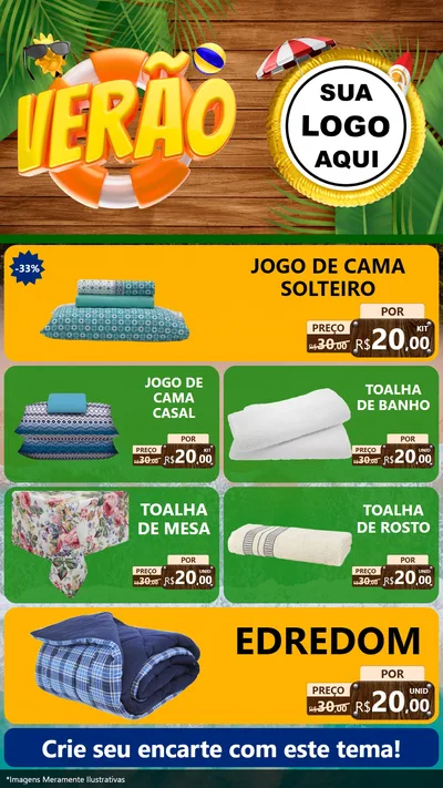 Modelo de TV para TV Vertical com o tema Verão para Cama, Mesa e Banho