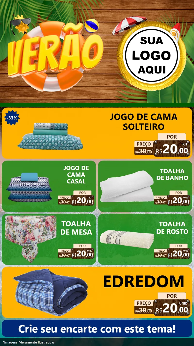 Modelo de TV para TV Vertical com o tema Verão para Cama, Mesa e Banho