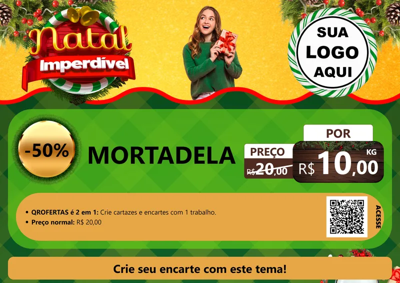 Modelo de Cartaz para Cartaz A4 Horizontal com o tema Natal Imperdível para Frios e Laticínios