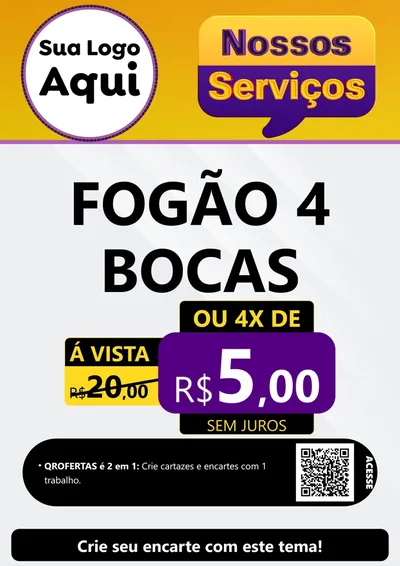 Modelo de Cartaz para Cartaz A4 Vertical com o tema Nossos Serviços para Móveis e Eletro