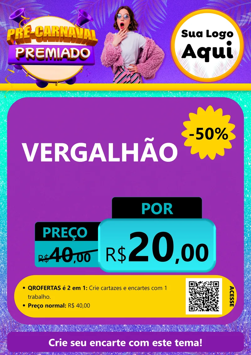 Modelo de Cartaz para Cartaz A4 Vertical com o tema Pré-Carnaval Premiado para Ferragens