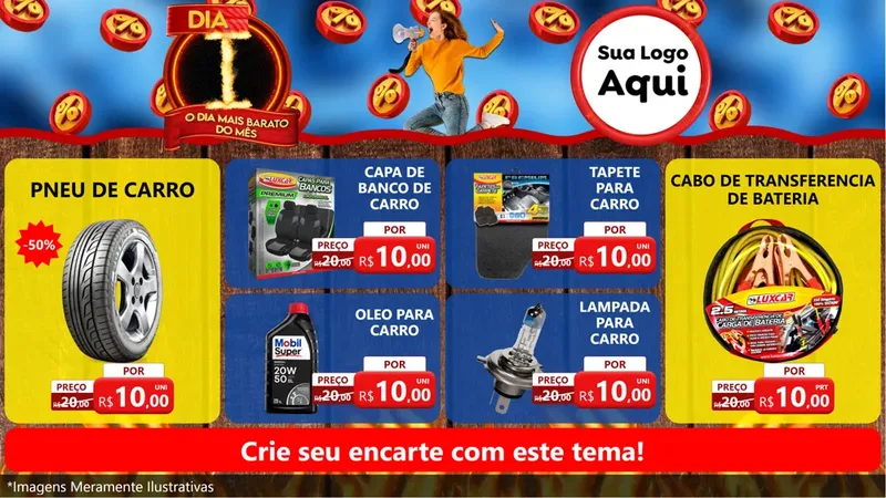 Modelo de TV para TV Horizontal com o tema Dia I - O Dia Mais Barato Do Mês para Auto peças