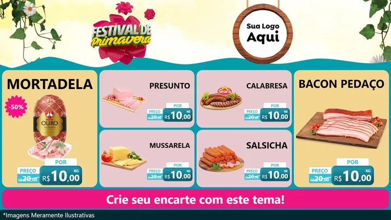 Modelo de TV para TV Horizontal com o tema Festival de Primavera para Frios e Laticínios