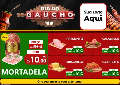Modelo de Encarte para Encarte A4 Horizontal com o tema Dia do Gaúcho para Frios e Laticínios