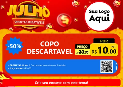 Modelo de Cartaz para Cartaz A4 Horizontal com o tema Julho Ofertas Imbatíveis para Embalagens