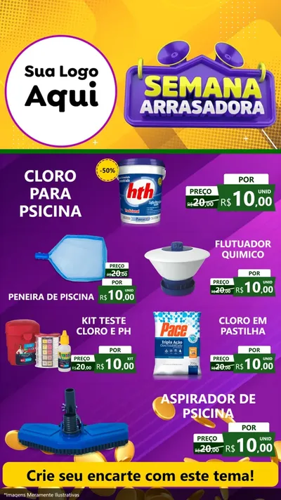 Modelo de TV para TV Vertical com o tema Semana Arrasadora para Produtos para Piscina