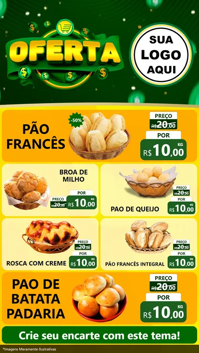 Modelo de TV para TV Vertical com o tema Oferta para Padaria