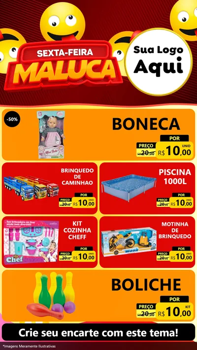 Modelo de TV para TV Vertical com o tema Sexta-feira Maluca para Brinquedos