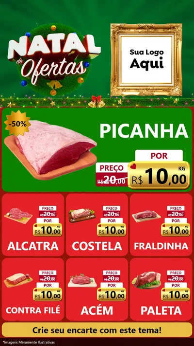Modelo de Rede Social para Stories com o tema Natal de Ofertas para Açougue