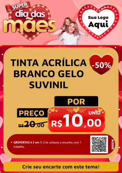 Modelo de Cartaz para Cartaz A4 Vertical com o tema Super Dia Das Mães para Tintas e Ferramentas