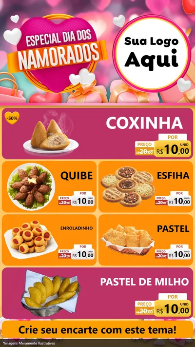 Modelo de TV para TV Vertical com o tema Especial Dia dos Namorados para Salgadaria