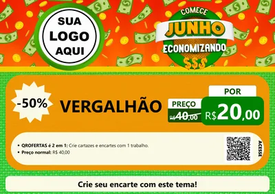 Modelo de Cartaz para Cartaz A4 Horizontal com o tema Comece Junho Economizando para Ferragens